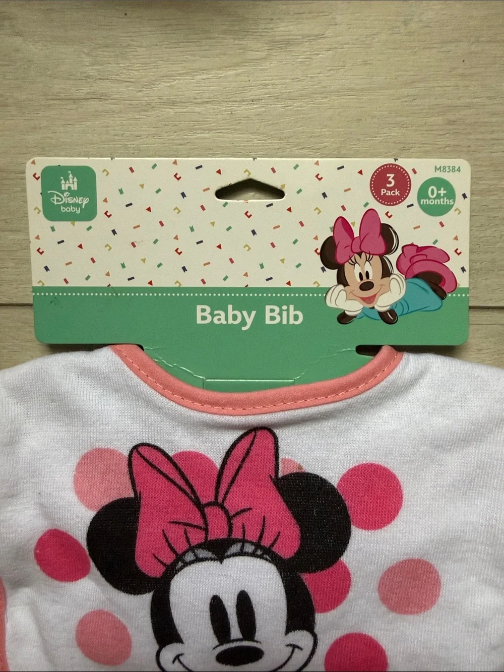 Disney Minnie Mouse Baby Bibs in Pink and White